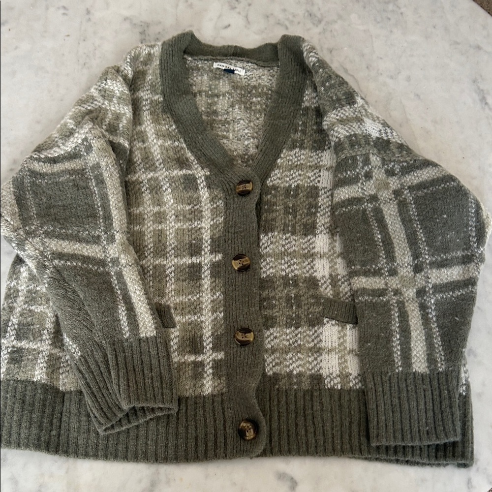 American Eagle Outfitters Green plaid sweater